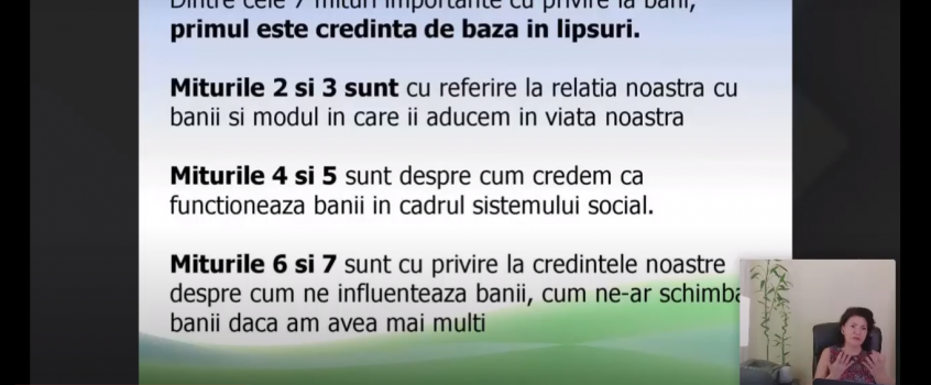Inregistrare webinar “7 mituri despre bani” si link partea a doua
